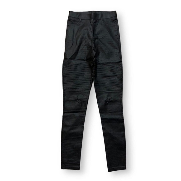 Oober Swank Coated High Waisted Moto Leggings Black Size XS NWOT - Picture 3 of 7